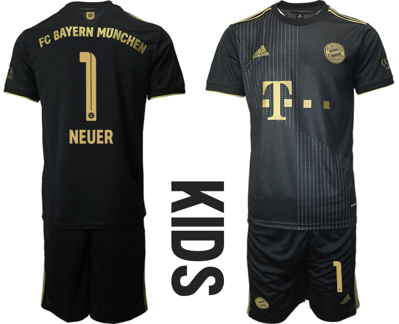 Youth 2021-2022 Club Bayern Munich away black #1 Soccer Jersey